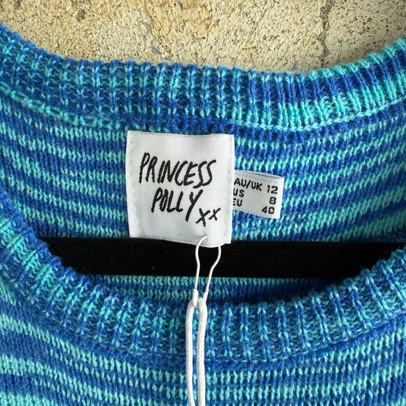 NWT Princess Polly Zillah Knit Bodycon Mini Dress Blue Striped Size 8 - Picture 4 of 9